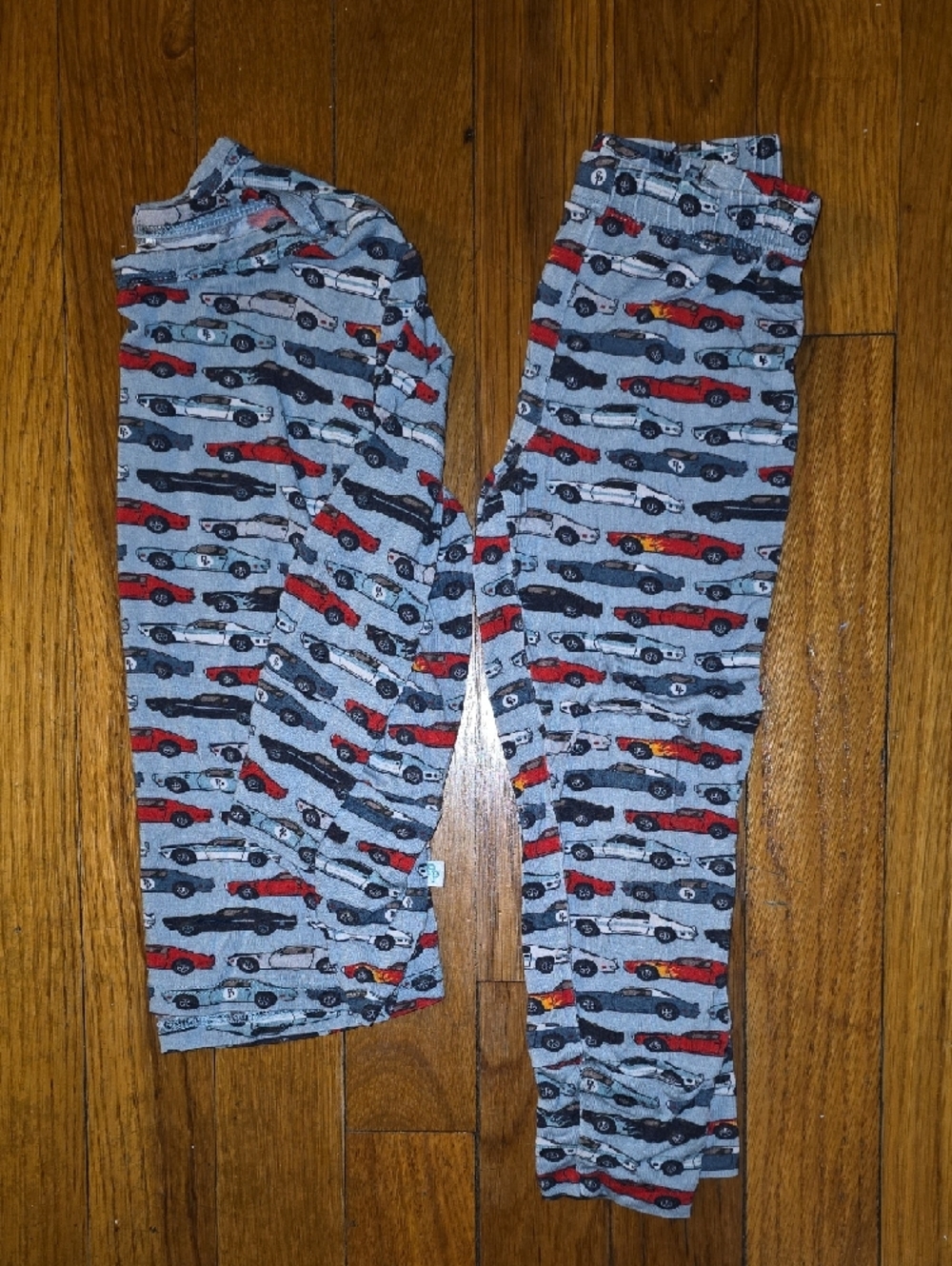 Posh Peanut Gray Car Print Pajama Set with Red and Black Cars - Picture 2 of 6